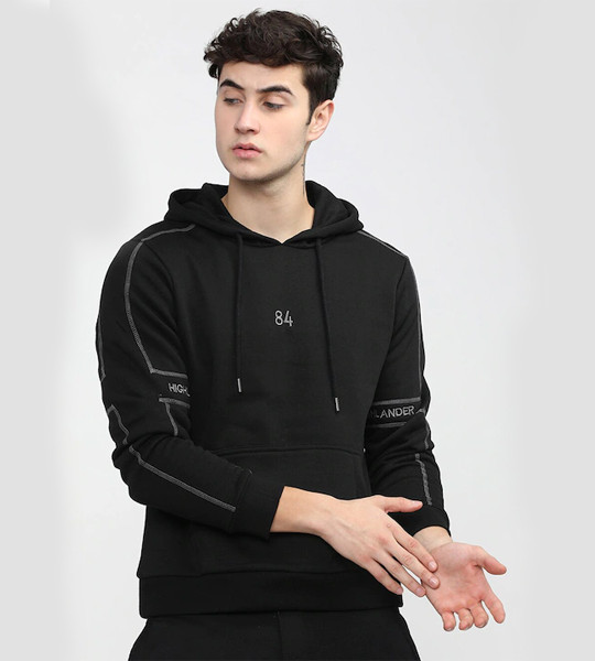 Men Black Hooded Sweatshirt 1